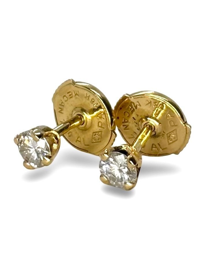 Puces d'oreilles or jaune et diamants 0,26 ct - Castafiore