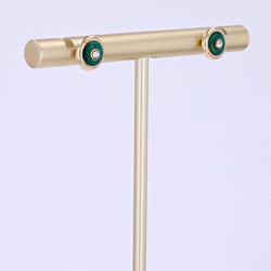 Puces d'oreilles rondes malachite - Castafiore