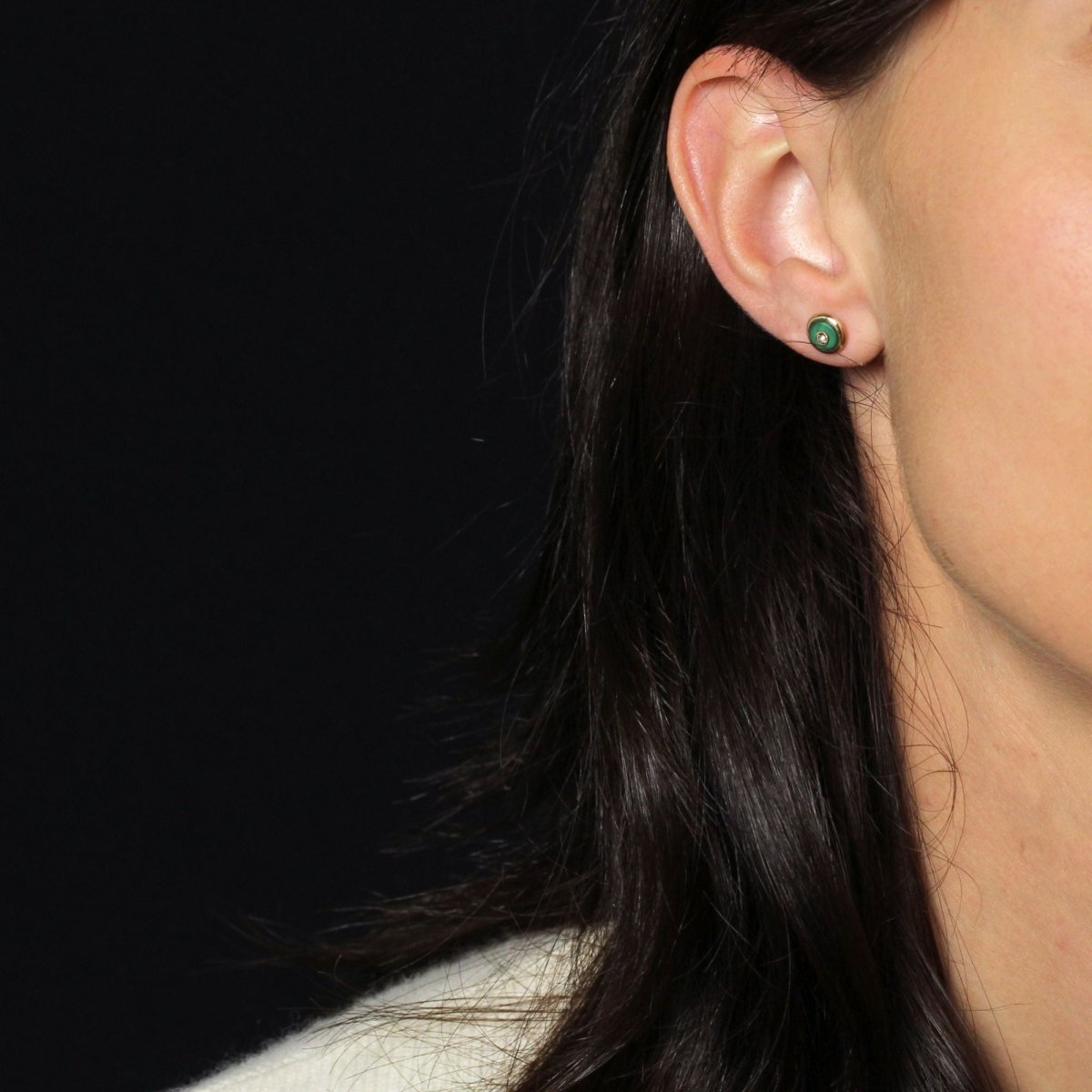Puces d'oreilles rondes malachite - Castafiore