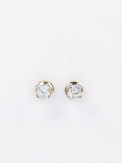 Puces d’oreilles vintage en or blanc et diamants ronds 1,1 carats - Castafiore