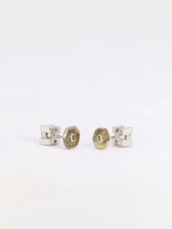 Puces d’oreilles vintage en or blanc et diamants ronds 1,1 carats - Castafiore