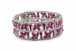 PULSERA DE ORO BLANCO CON RUBÍES - Castafiore