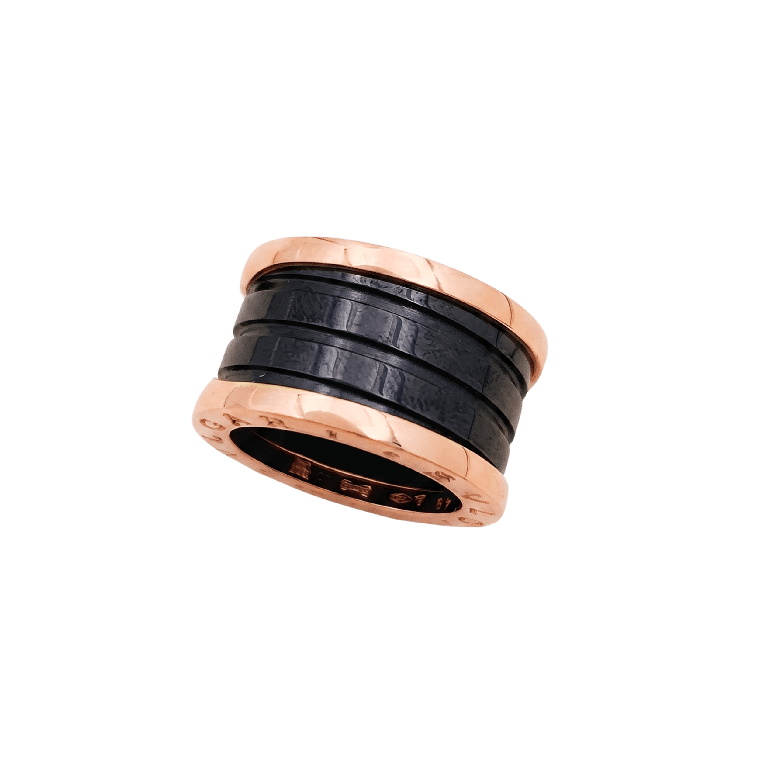 Bague Bulgari, "B.ZERO1" en or jaune et céramique noire.