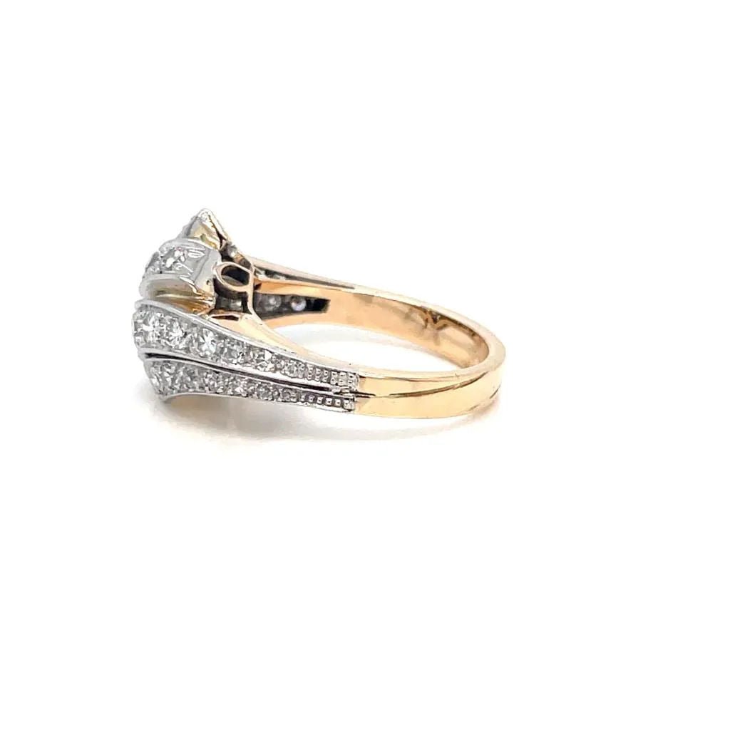 Retro 1,50 Carat Diamond Cocktail Gold Ring - Castafiore