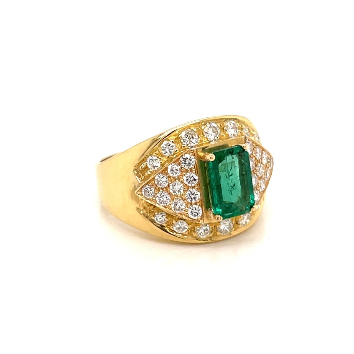 Retro Colombian Emerald Diamond Cocktail Ring - Castafiore