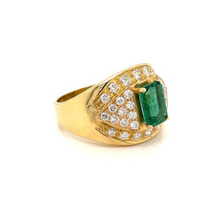 Retro Colombian Emerald Diamond Cocktail Ring - Castafiore