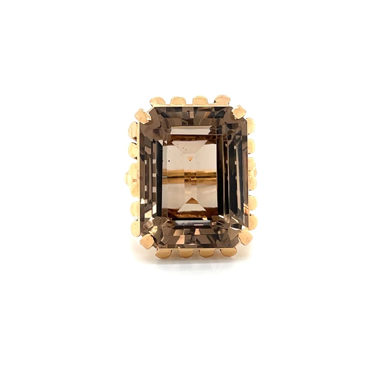 Retro Quartz Fumé Gold Ring - Castafiore