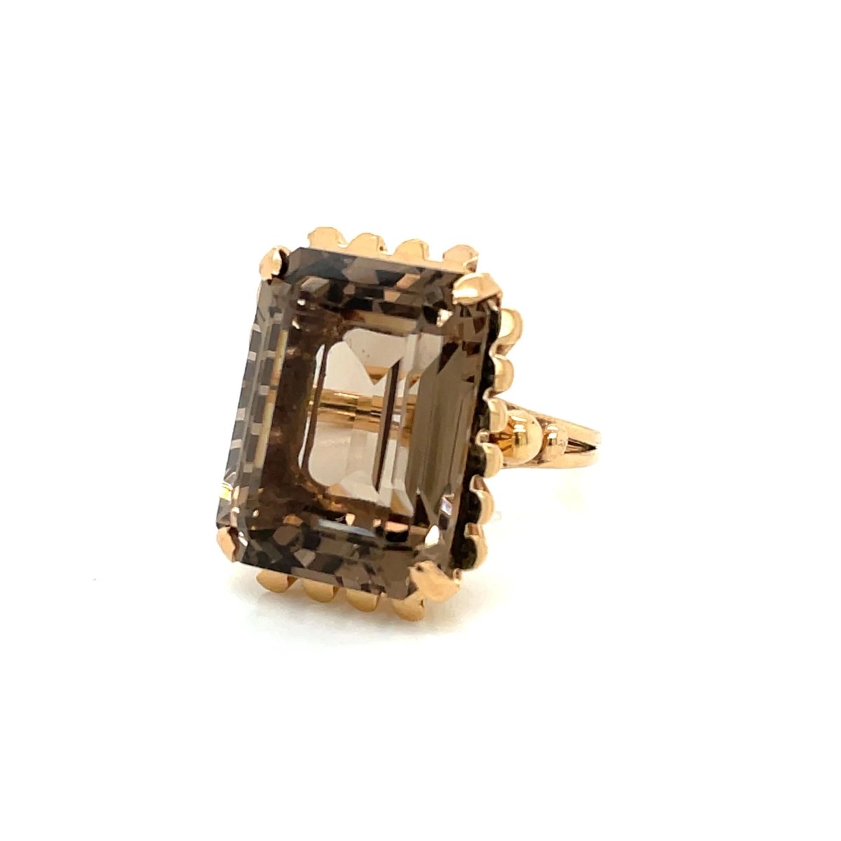 Retro Quartz Fumé Gold Ring - Castafiore