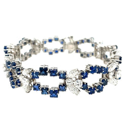 Retro Sapphire Diamond Link Bracelet - Castafiore