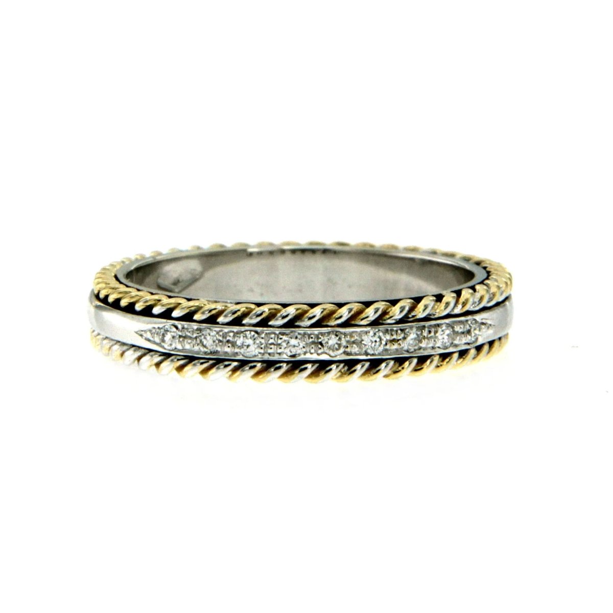 Rope Motif Diamond Gold Band Ring - Castafiore