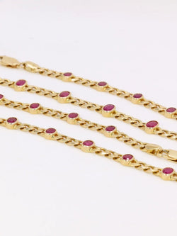 Sautoir à transformation vintage en or jaune et rubis ovales - Castafiore