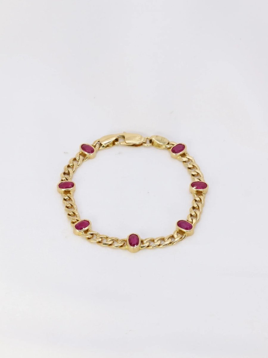 Sautoir à transformation vintage en or jaune et rubis ovales - Castafiore