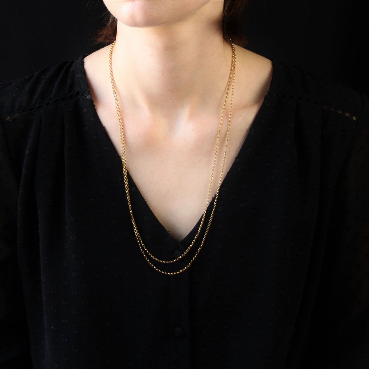 Sautoir ancien maille jaseron - Castafiore