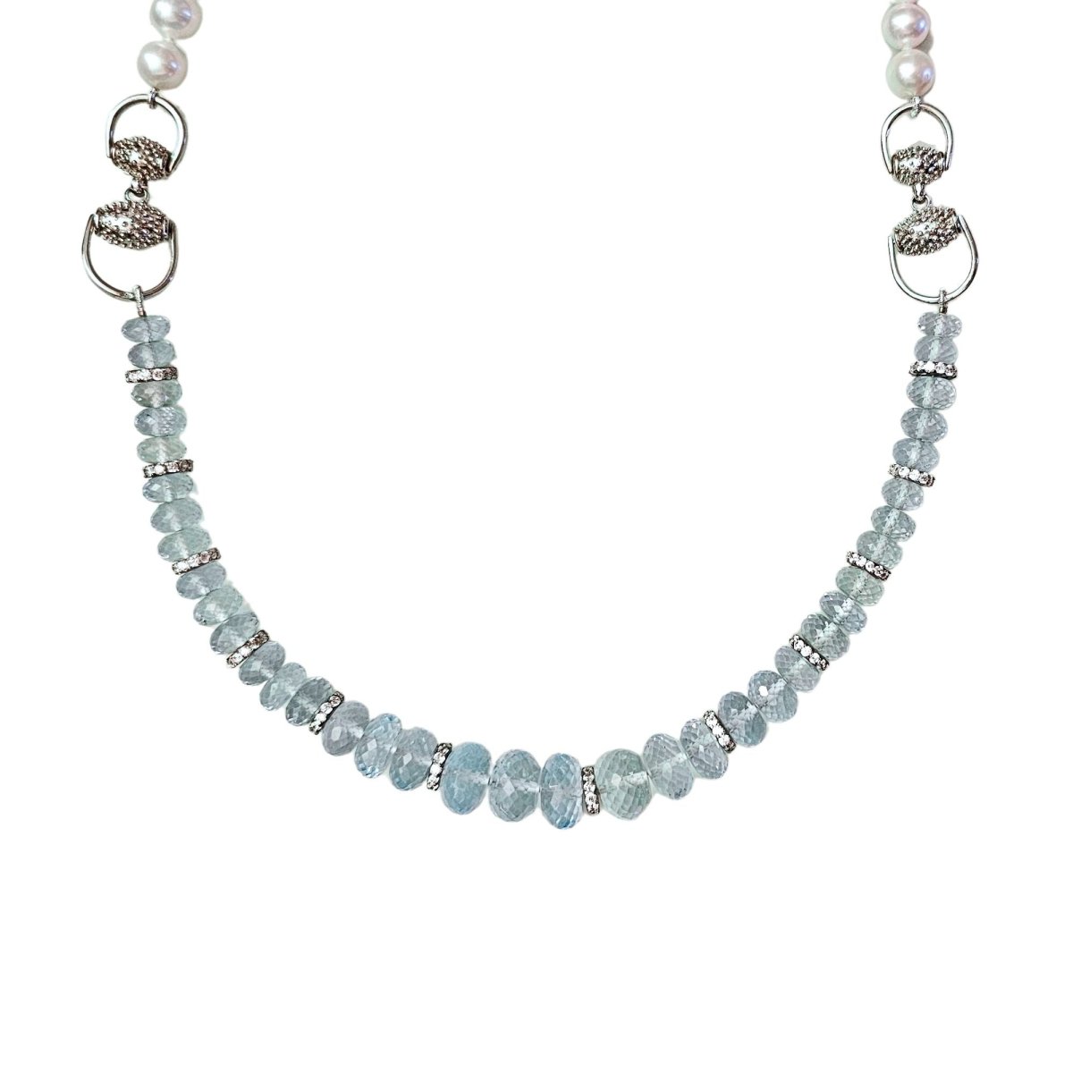 Sautoir de perles et topazes bleues naturelles - Castafiore