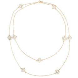 Sautoir diamants ors jaune et blanc arabesques - Castafiore