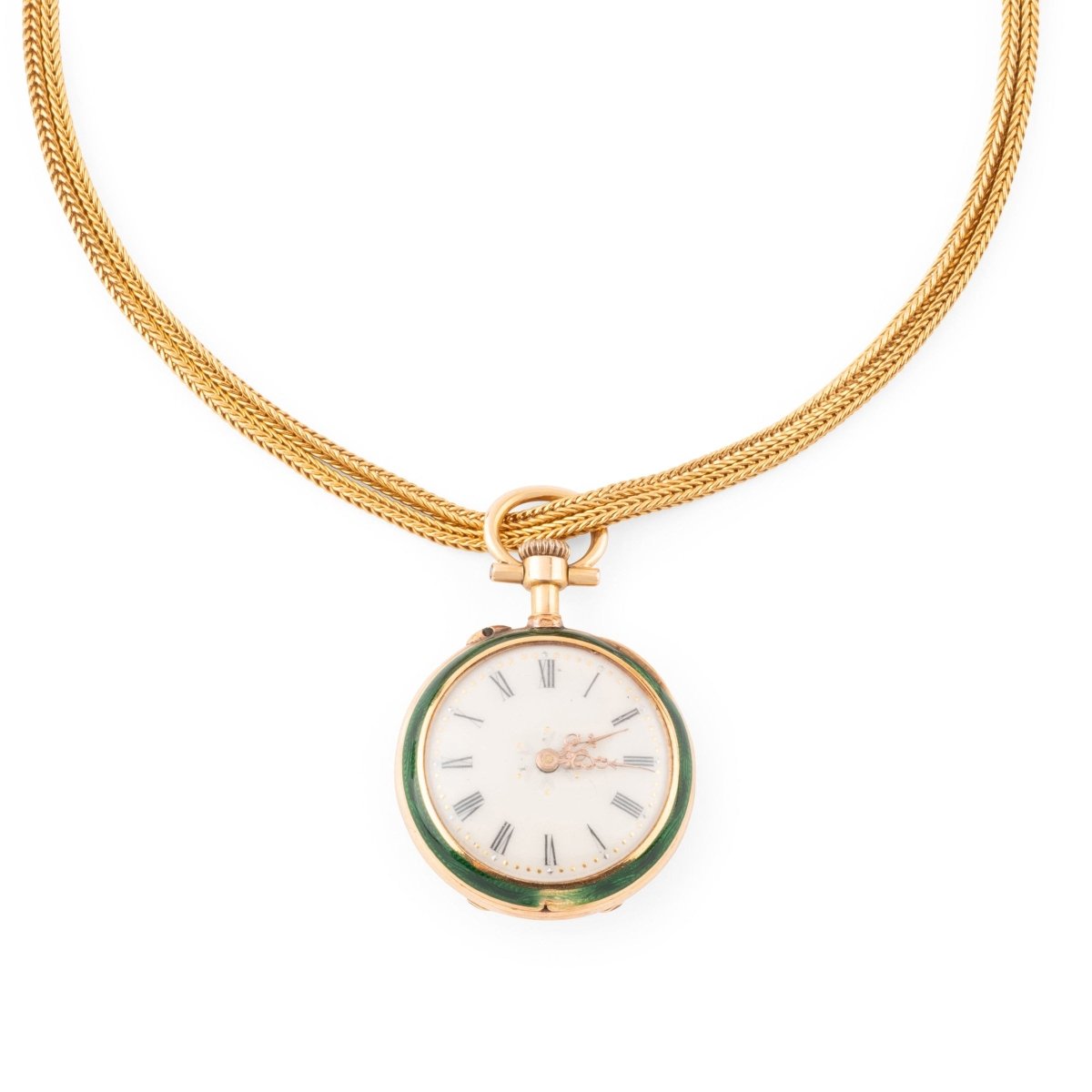 Sautoir en or jaune, émail et diamants - Castafiore