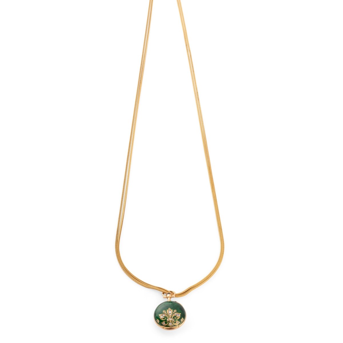 Sautoir en or jaune, émail et diamants - Castafiore