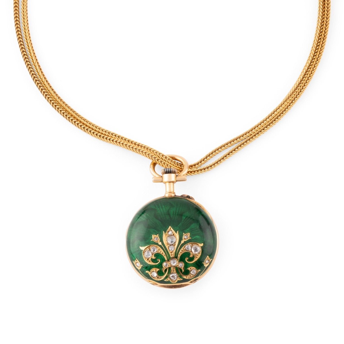 Sautoir en or jaune, émail et diamants - Castafiore