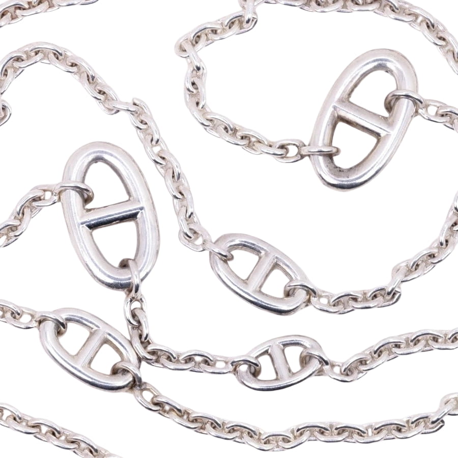 Sautoir Hermès vintage chaîne d’ancre, modèle farandole en argent - Castafiore