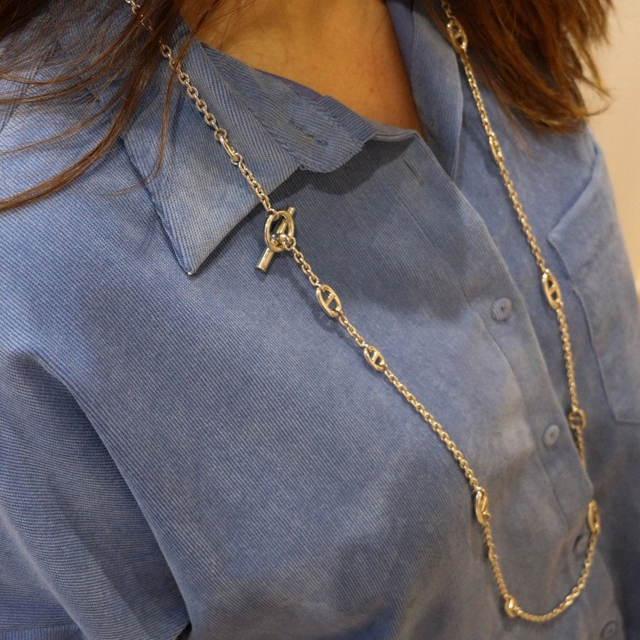 Sautoir Hermès vintage chaîne d’ancre, modèle farandole en argent - Castafiore