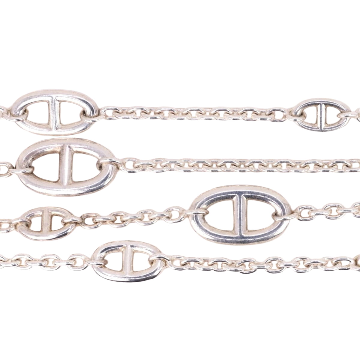 Sautoir Hermès vintage chaîne d’ancre, modèle farandole en argent - Castafiore