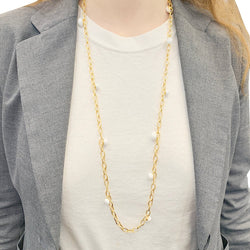 Sautoir Pomellato, "Capri", or rose, céramique blanche. - Castafiore