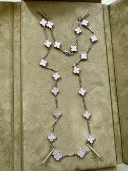 Sautoir Van Cleef et Arpels Alhambra or blanc 750 et nacre