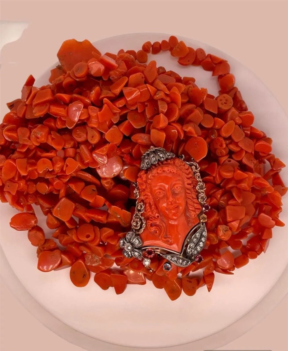 Sciacca - Collier victorien multibrins en corail - Castafiore