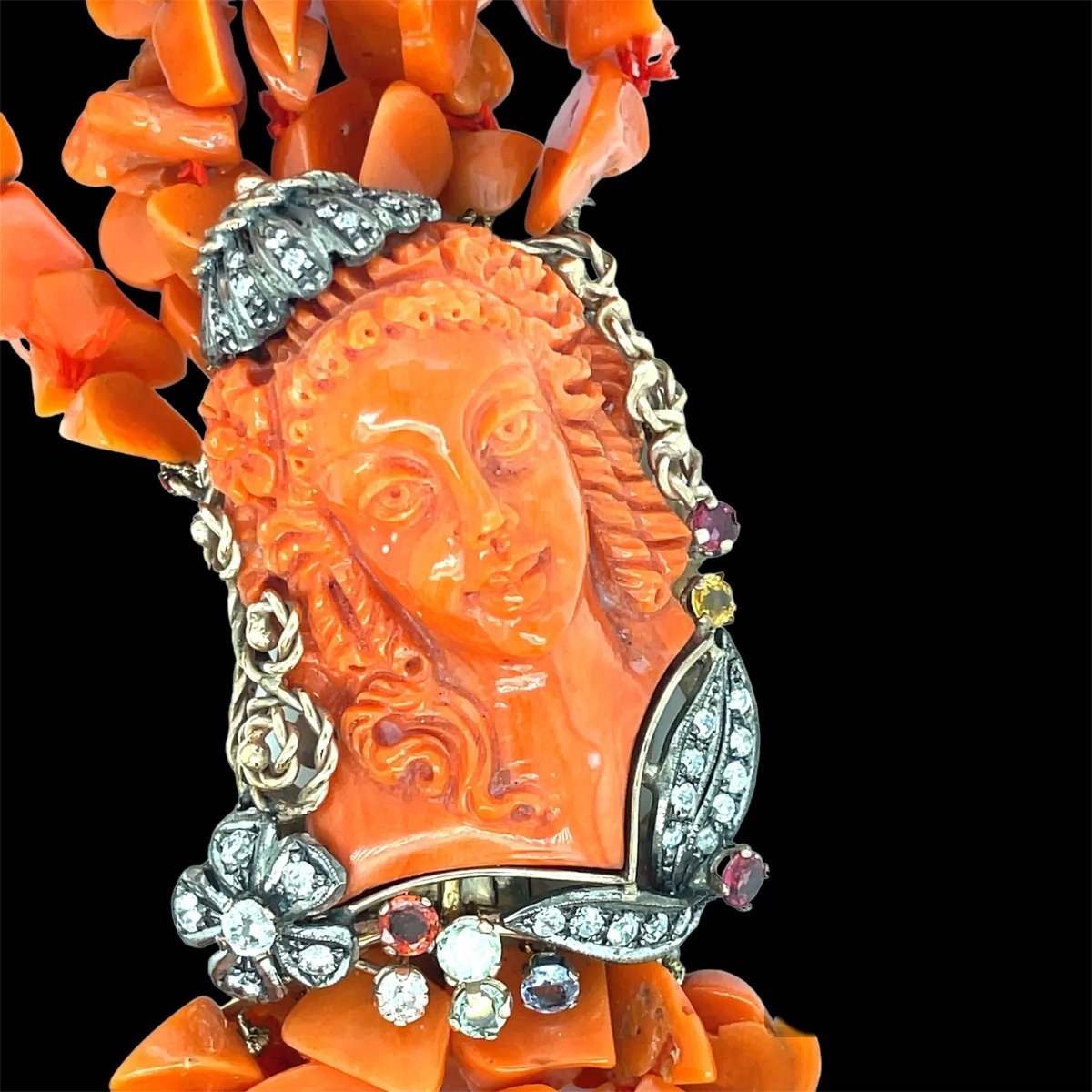 Sciacca - Collier victorien multibrins en corail - Castafiore