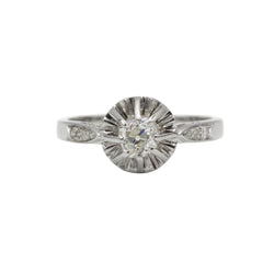 Solitaire ANCIEN Accompagné en or blanc et platine avec diamants - Castafiore