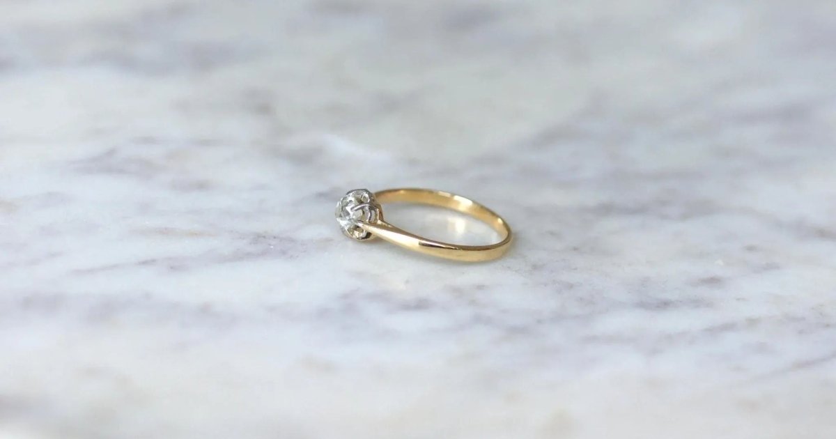Solitaire Ancien Diamant 0,35Ct Or et Platine - Castafiore