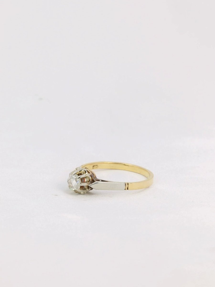 Solitaire ancien or diamant taille rose 0,1 ct - Castafiore