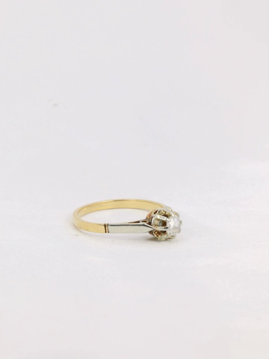 Solitaire ancien or diamant taille rose 0,1 ct - Castafiore