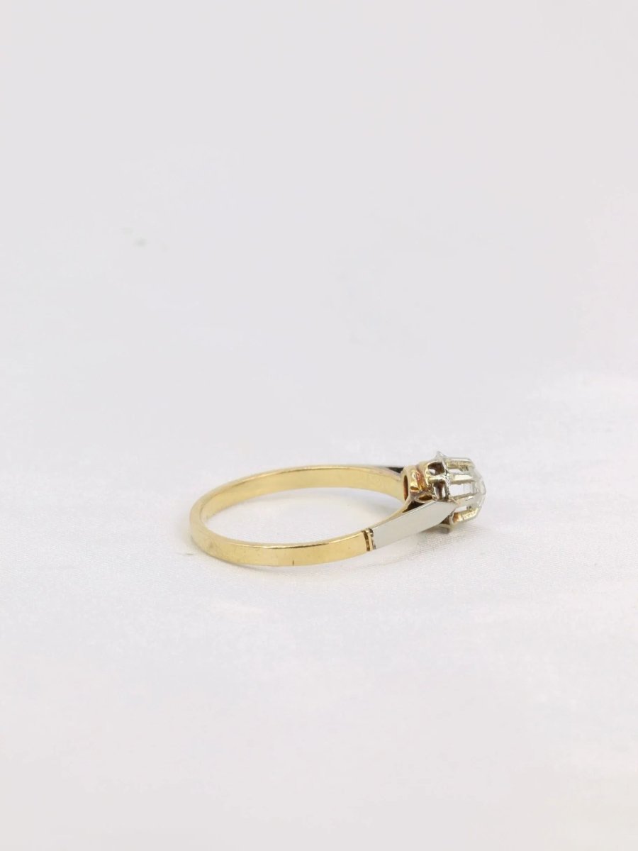 Solitaire ancien or diamant taille rose 0,1 ct - Castafiore