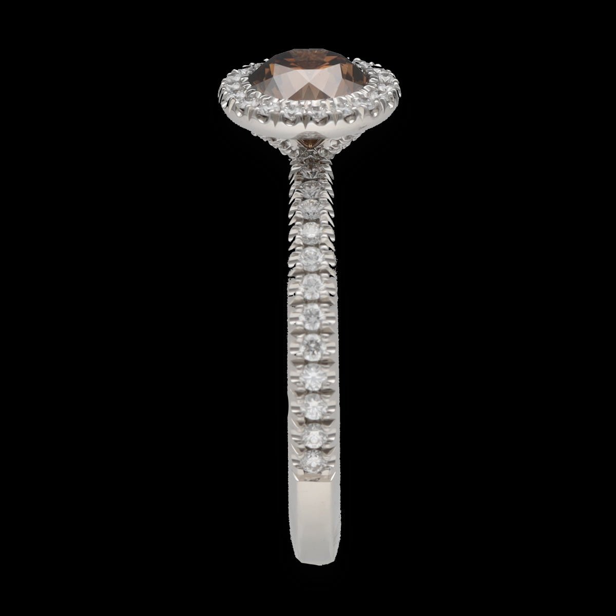 Solitaire De Beers en Platine AURA avec diamant Fancy Dark Brown de 2020. Full set. Taille 55. - Castafiore