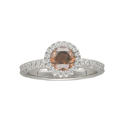 Solitaire De Beers en Platine AURA avec diamant Fancy Dark Brown de 2020. Full set. Taille 55. - Castafiore
