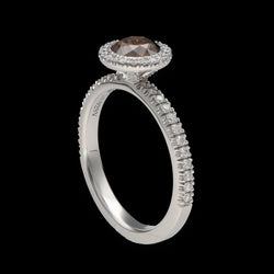 Solitaire De Beers en Platine AURA avec diamant Fancy Dark Brown de 2020. Full set. Taille 55. - Castafiore