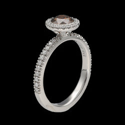 Solitaire De Beers en Platine AURA avec diamant Fancy Dark Brown de 2020. Full set. Taille 55. - Castafiore