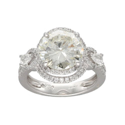 Solitaire diamant 3,53 Cts L - VVS2 (HRD) en or gris 18 Cts. Taille 52 - 53. - Castafiore