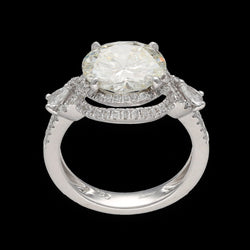 Solitaire diamant 3,53 Cts L - VVS2 (HRD) en or gris 18 Cts. Taille 52 - 53. - Castafiore