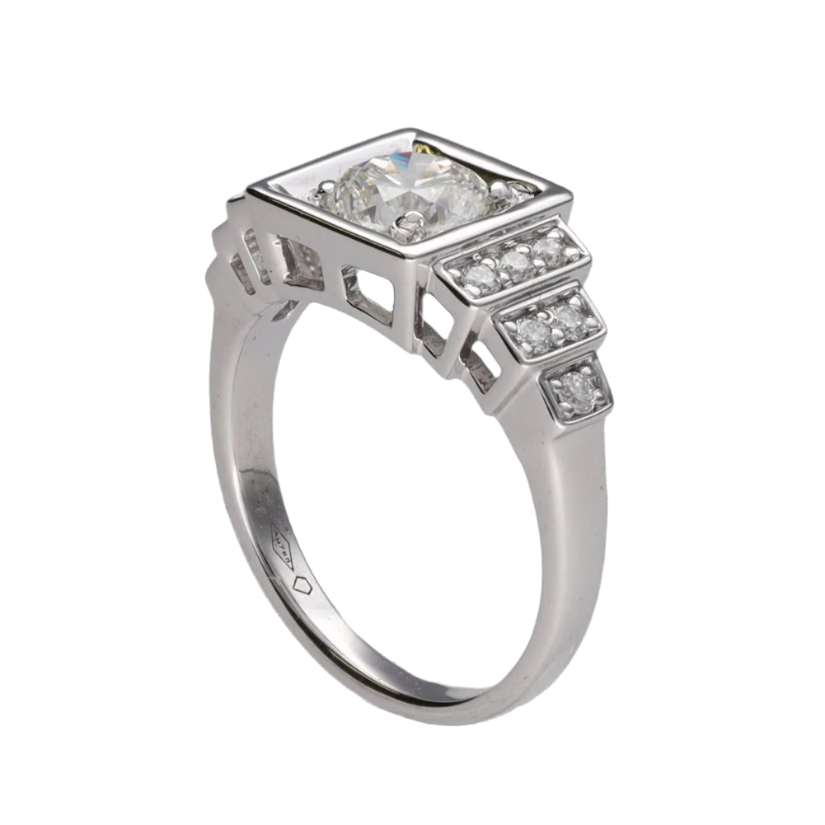 Solitaire diamant de 1,00 Cts H - Pur en or gris 18k . (HRD). Taille 52 - Castafiore