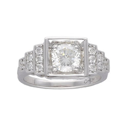 Solitaire diamant de 1,00 Cts H - Pur en or gris 18k . (HRD). Taille 52 - Castafiore