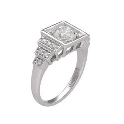 Solitaire diamant de 1,00 Cts H - Pur en or gris 18k . (HRD). Taille 52 - Castafiore