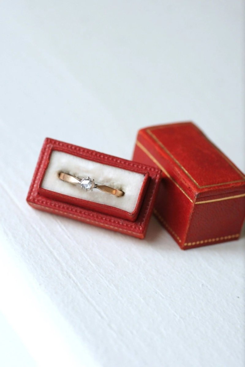 Solitaire diamant sur or rose et argent - Castafiore