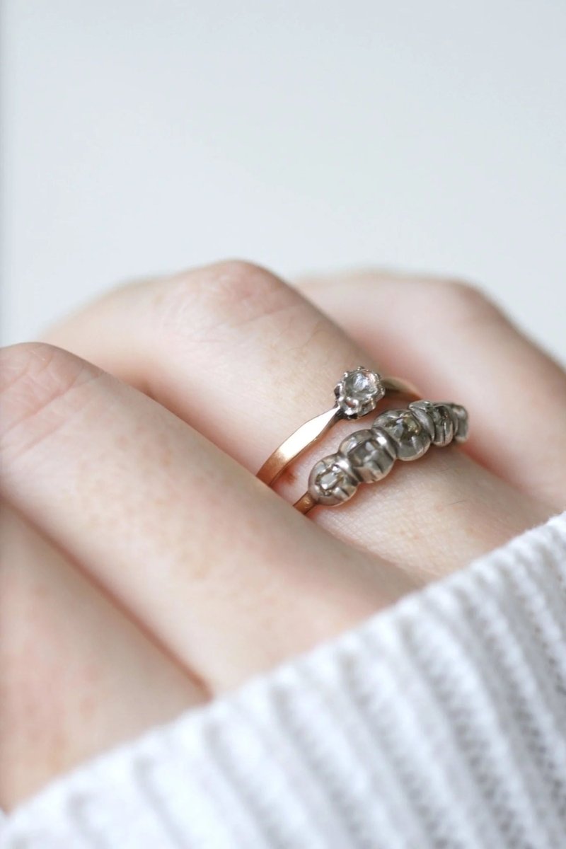 Solitaire diamant sur or rose et argent - Castafiore