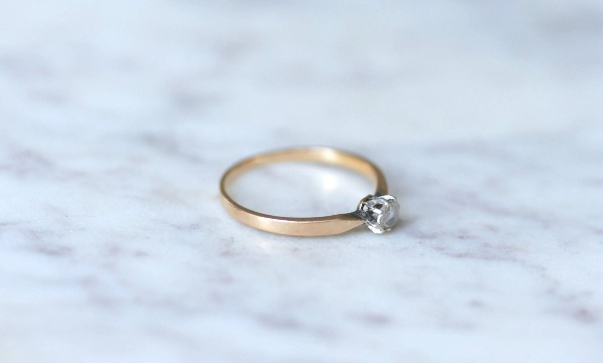 Solitaire diamant sur or rose et argent - Castafiore