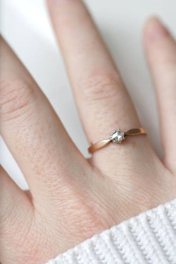 Solitaire diamant sur or rose et argent - Castafiore