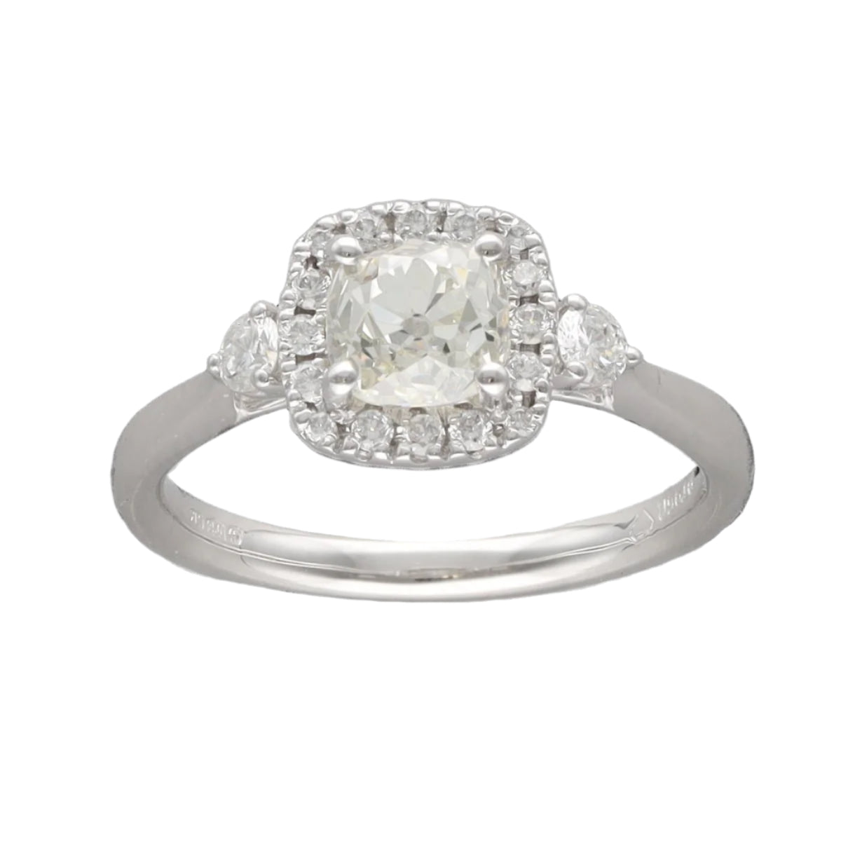 Solitaire Diamant taille Coussin de 0,94 Cts K - VS2. Platine. Taille 52. - Castafiore