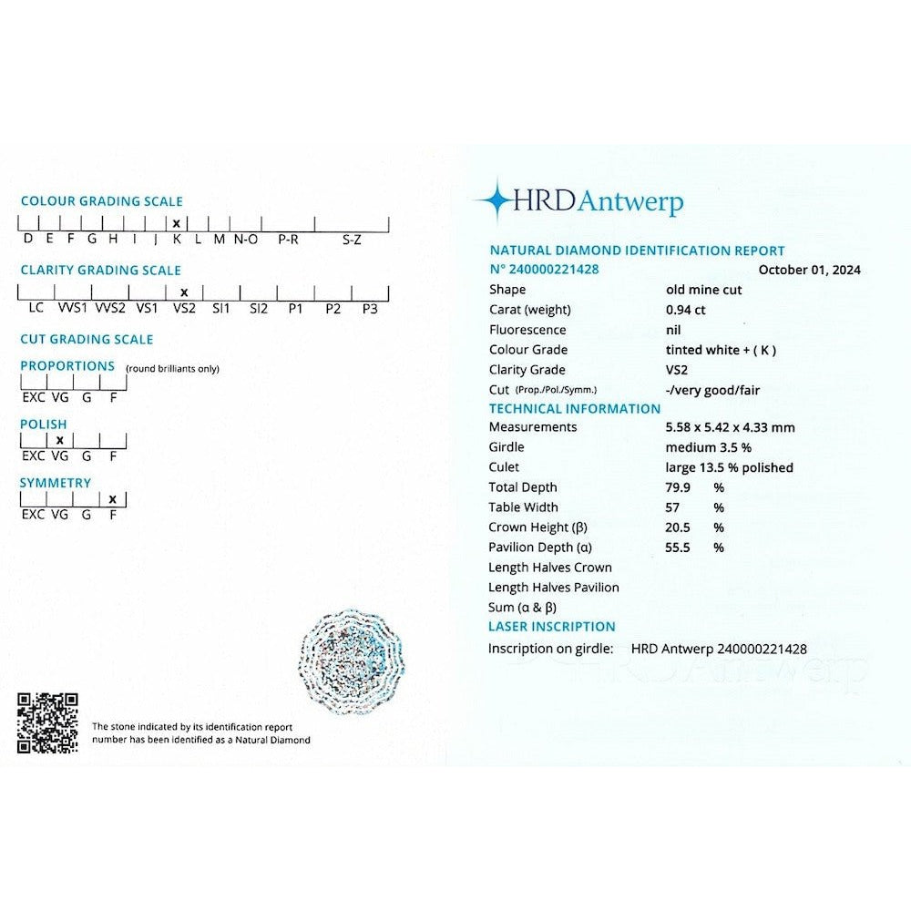 Solitaire Diamant taille Coussin de 0,94 Cts K - VS2. Platine. Taille 52. - Castafiore