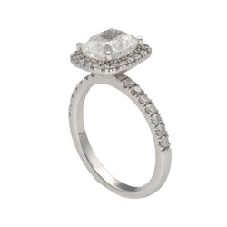 Solitaire Diamant taille Coussin de 1,80 Cts H - SI1 (GIA) en or 14 k. Taille 50. - Castafiore